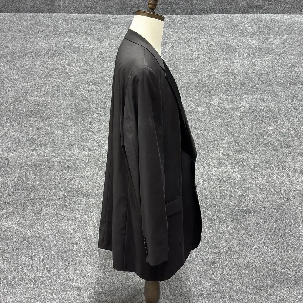 Woolmark Tuxedo Jacket Mens 48 Black Wool Satin Lapel 2 Button Formal Wedding